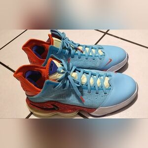 Nike LeBron Witness 7 Blue Orange Basketball Shoes Mens Size 11.5